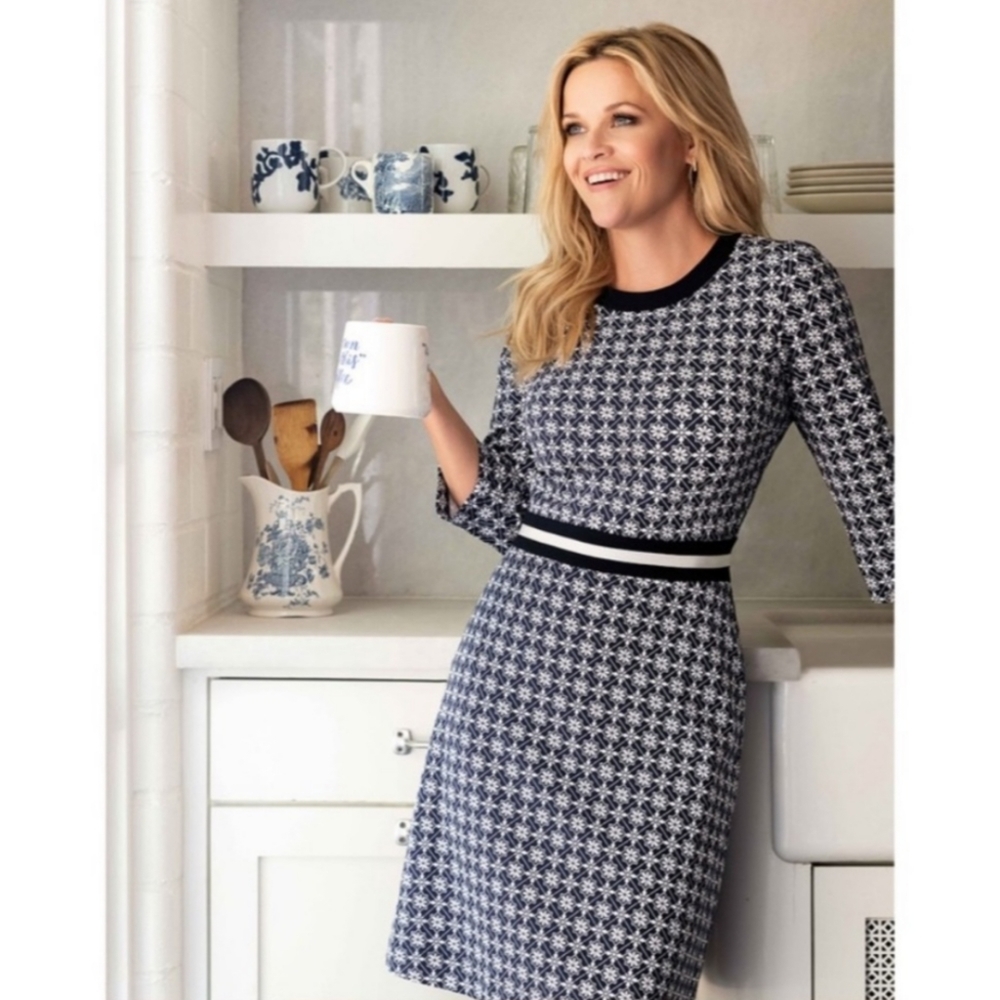Draper James Black and White Houndstooth Dress